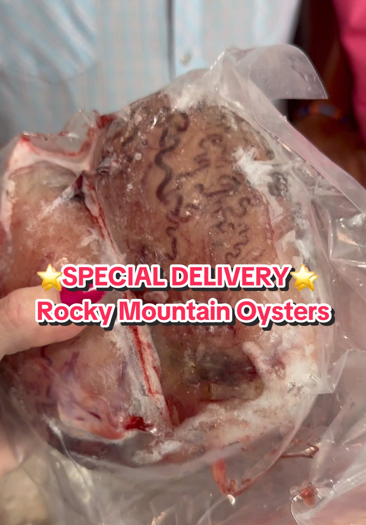 ⭐️SPECIAL DELIVERY⭐️ OUR FAVORITE FARMER @Colby Smith Came over to hang out and brought us some goodies… anyone know a good recipe for Rocky Mountain Oysters? #rockymountainoysters #delivery #meat #atx 