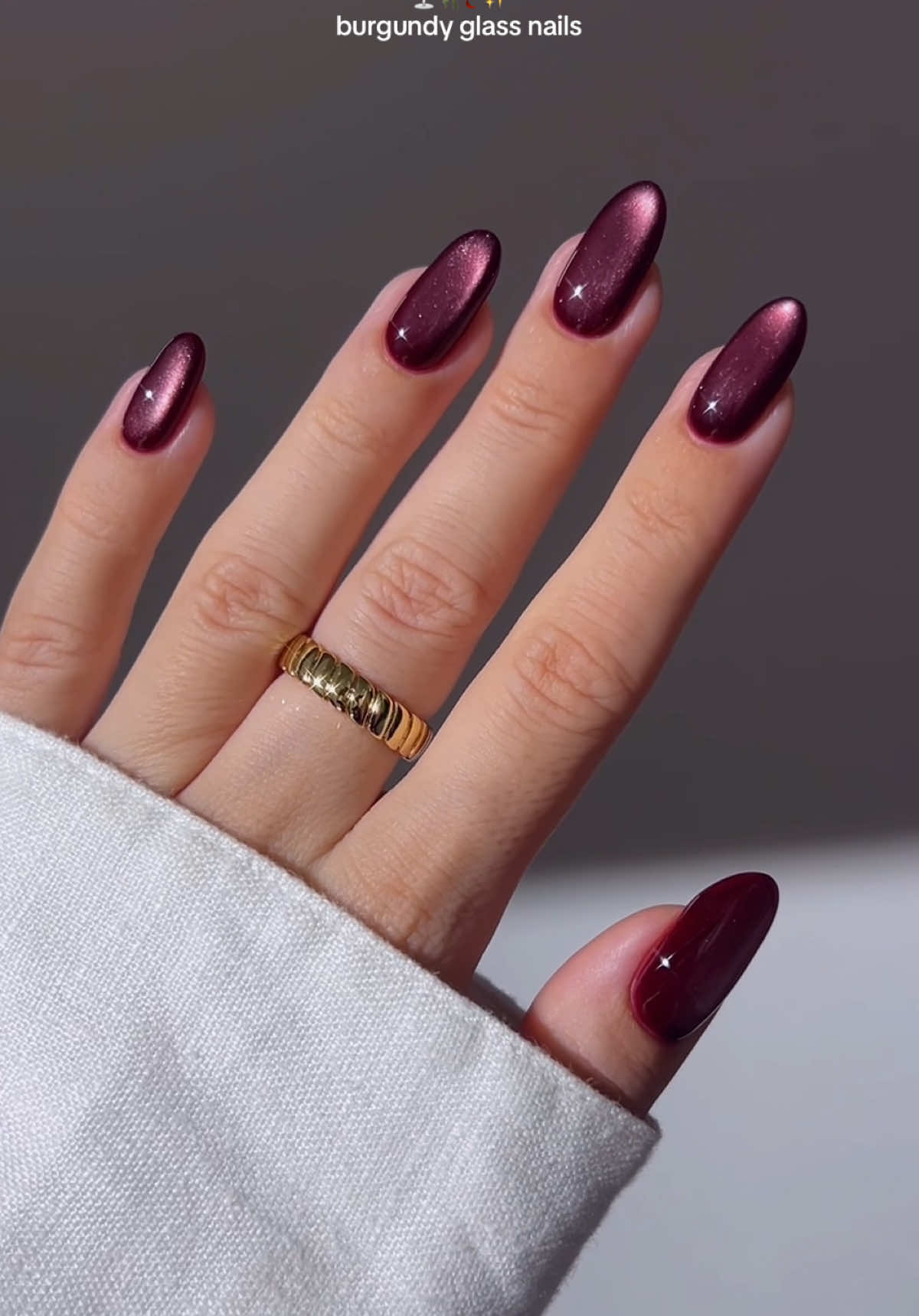 no, it’s not just a nail polish.. ✨🥀🍷 I just found my favorite fall shade in glass ✨ everything’s linked on my amzn sf in the bio  _____ *affiliate #burgundynails #fallnails #nails #nailinspo #diynails dark red maroon glass nails