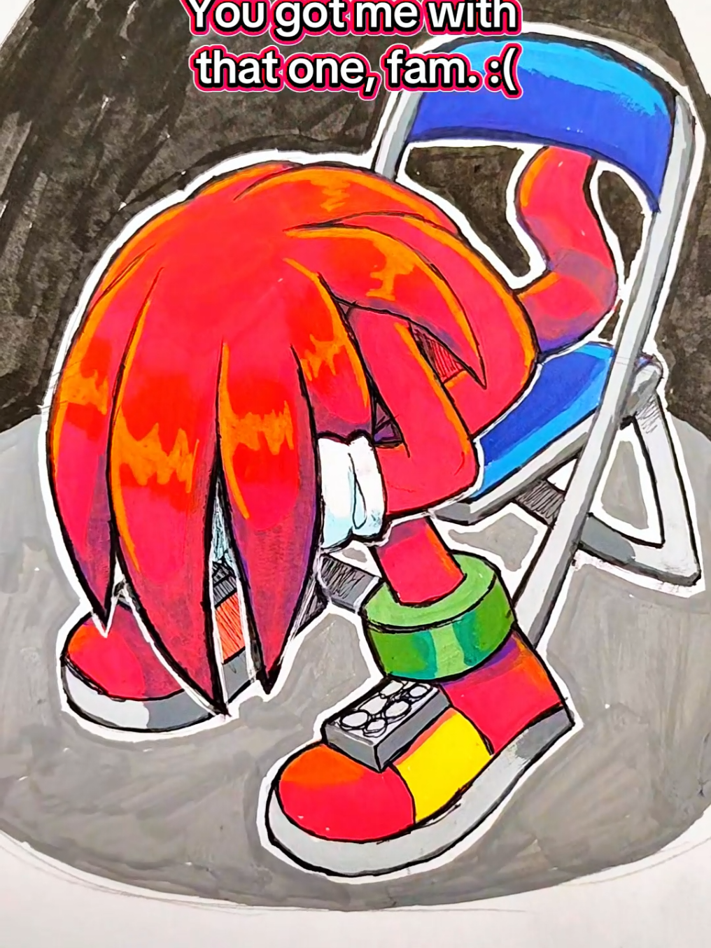 I picture Tails being very sassy in his teenage years 🤪 also I headcanon Knuckles misspells stuff because he kinda just smashes his thumbs on the screen and doesn't bother double checking afterwards lol #sonicthehedgehog #knucklestheechidna #tailsthefox #traditionalart #myart