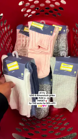 These @target socks go viral every Fall for us UGG & Birkenstock girlies, I can't belive they are on CLEARANCE just in time!?! Run & Stock up!! 🩷🎀 #target #targetfinds #ugg #birkenstocks #viral 