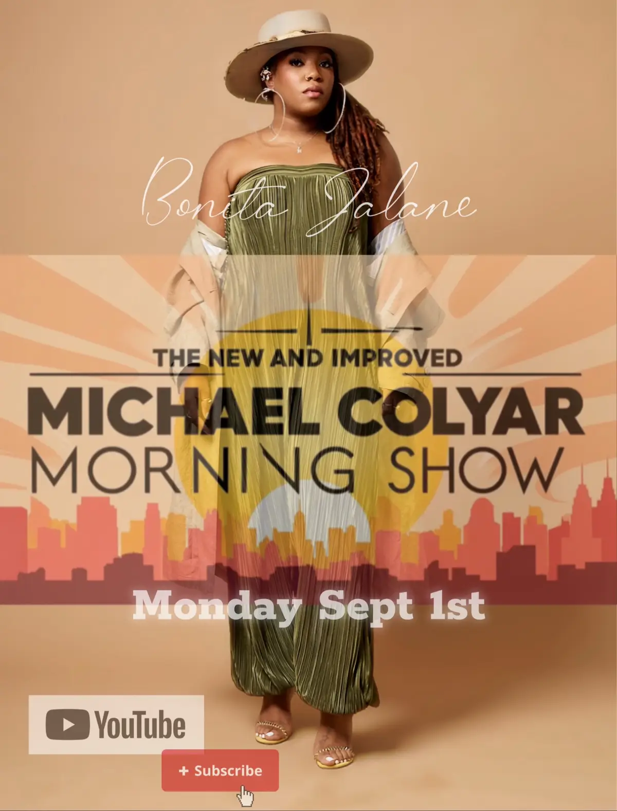 ✨ So excited to be a guest on The New and Improved Michael Colyar Morning Show! Catch me this Monday, Sept 1st on YouTube 🙌🏾🎤🌞 Grateful for the love, support, and this amazing opportunity. Make sure you tune in, subscribe, and join us live! 🐸💚 #BonitaJalane #KeptKissingFrogs #MichaelColyar #MorningShow #LiveMusic 