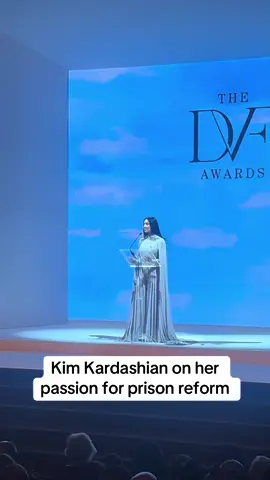 #kimkardashian speaks about her passion for prison reform at the DVF awards in Venice 