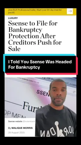 Ssense has filed for bankruptcy, but I’ve been telling you all this was going to happen #fashiontiktok #ssense #breakingnews #clockit  cc @shopUAL @Mytheresa 