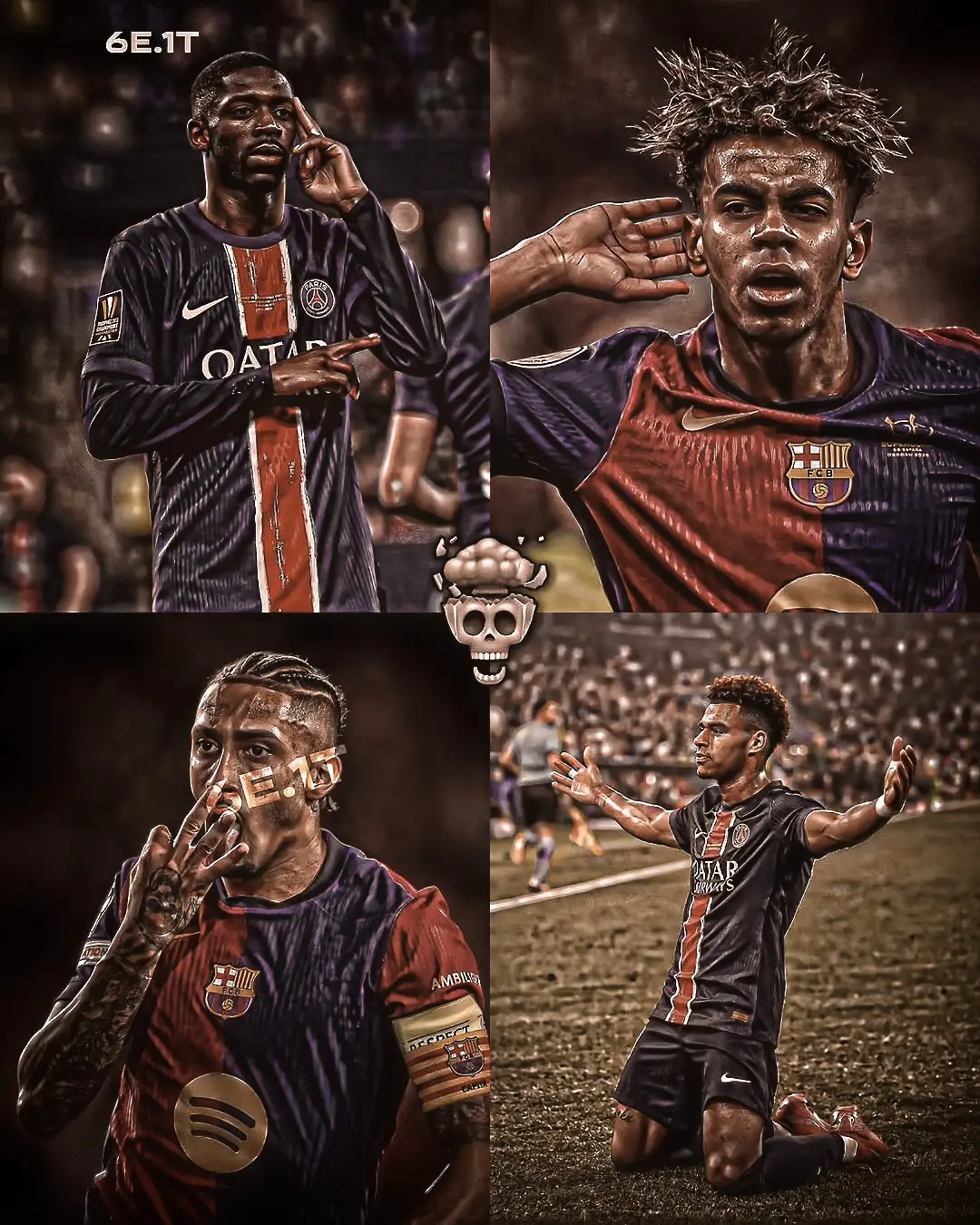 #fcbarcelon #new #Champions —— 🏟️ Stadium Atmosphere A breathtaking night in Paris, with the Parc des Princes glowing under dazzling floodlights. The stands are packed with passionate fans waving flags—blue, red, and white for PSG, and blue and red stripes for Barcelona—creating a sea of colors and noise. 🔵🔴 Barcelona Presence Barcelona’s players step onto the pitch with confidence, wearing their iconic blaugrana kit. Their style of play exudes possession, tiki-taka fluidity, and youthful energy with stars like Lamine Yamal, Pedri, and Lewandowski ready to shine. 🔵⚪ Parisian Power Paris Saint-Germain dominate the other side of the pitch in their elegant navy kit with white accents. Their squad, featuring Mbappé, Ousmane Dembélé, and Vitinha, radiates speed, skill, and explosive counter-attacking threat. ⚽ The Central Battle The midfield is a warzone—Barcelona’s intricate passing triangles against PSG’s pressing intensity. Every touch feels decisive, with the crowd roaring for every duel, tackle, and interception. 🔥 Key Moments Captured A Barcelona attack sparks as Yamal dribbles past two defenders with flair. ✨ PSG retaliates instantly, with Mbappé sprinting down the left wing like lightning. ⚡ Goalkeepers on both sides—Ter Stegen for Barça and Donnarumma for PSG—stand tall, making heroic saves under immense pressure. 🧤 🌍 The European Stage The UEFA Champions League branding is visible all around the stadium, reminding everyone that this is not just a game—it is Europe’s biggest stage, where legends are made, and dreams are shattered. 💥 Emotional Impact Fans chant relentlessly, drums beat in rhythm, and tension builds with every passing second. The image captures the raw emotion of rivalry—the pride of Paris colliding with the legacy of Barcelona.