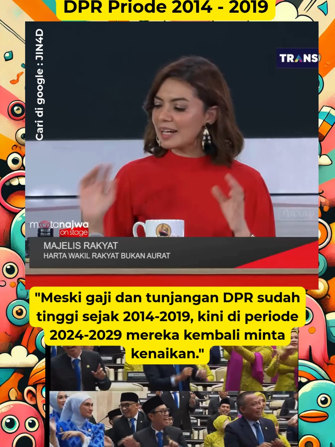 Dalam vidio ini terlihat gaji & tunjangan DPR pada priode 2014 - 2019 sudah terlihat cukup besar , lantas mengapa dewan rakyat di priode 2024-2029 masih meminta untuk kenaikan tunjangannya ? semoga ke adilan negeri ini dapat terselesaikan dan menemui jalan tengahnya !!! Sc YT : Najwa Shihab  #fyp #trending #viral #foryoupage #dpr #najwashihab