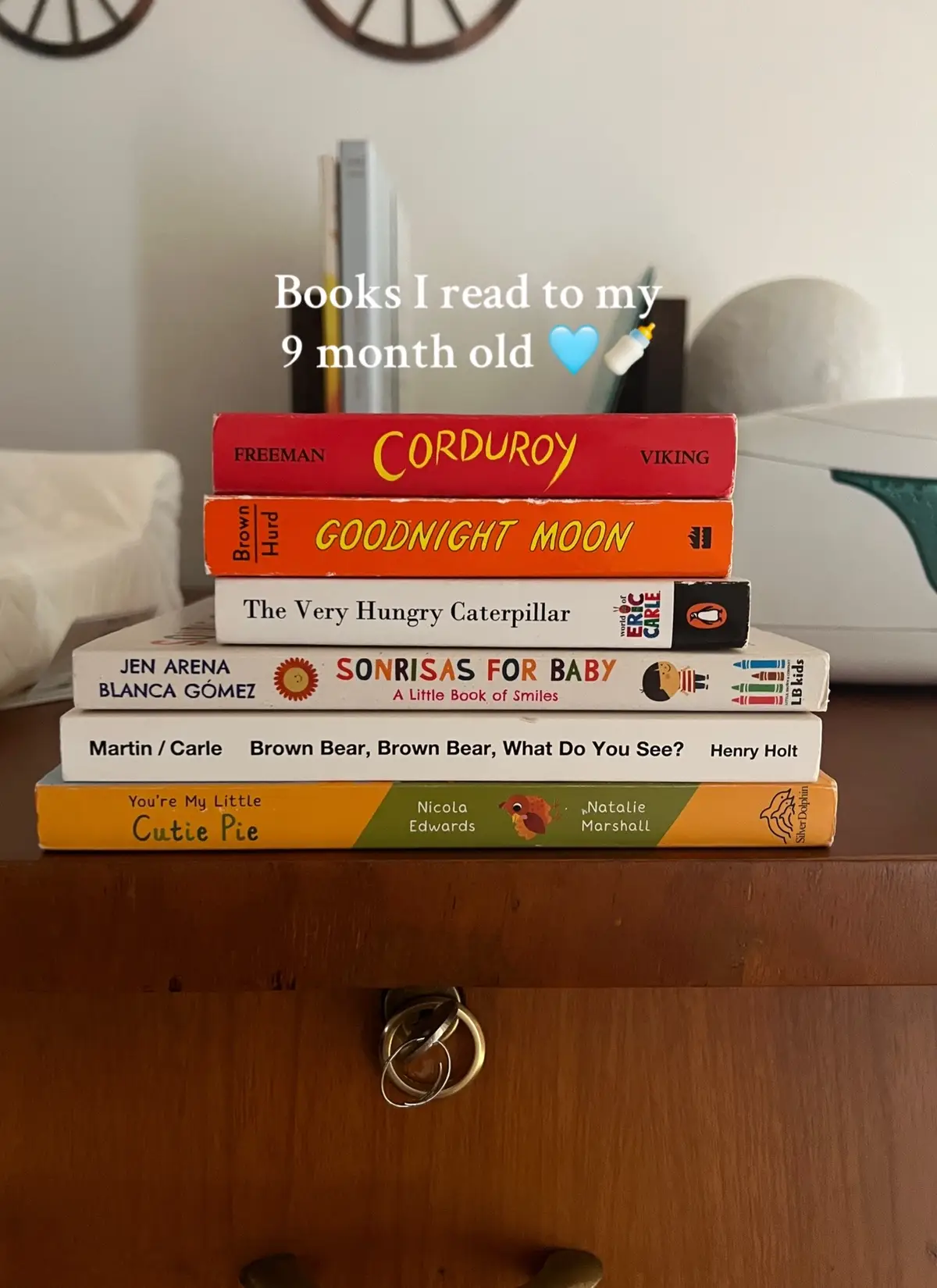Even though he still can’t read, my son loves looking through all of these books. The colors and shapes and different types of illustrations, they’re all so entertaining! Some of these books I read as a child and it gives me so much joy to share them with my baby, and hopefully they become some of his favorites! 🩵 #babybooks #toddlerbooks #hungrycaterpilllar #boymom #momlife