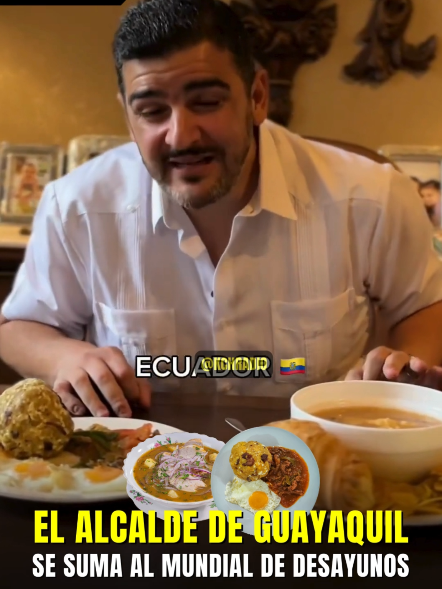 💛💙❤️ ¡Guayaquil también se une a la competencia! El alcalde respalda al encebollado y al bolón con bistec como los verdaderos representantes del desayuno ecuatoriano frente a Perú 🇵🇪. 👉 Ingresa al #MundialDeDesayunos de @IbaiLlanos y vota por Ecuador, porque nuestra tradición se disfruta en cada bocado. #Ecuador #Encebollado #Bolón #guayaquil #desayunos