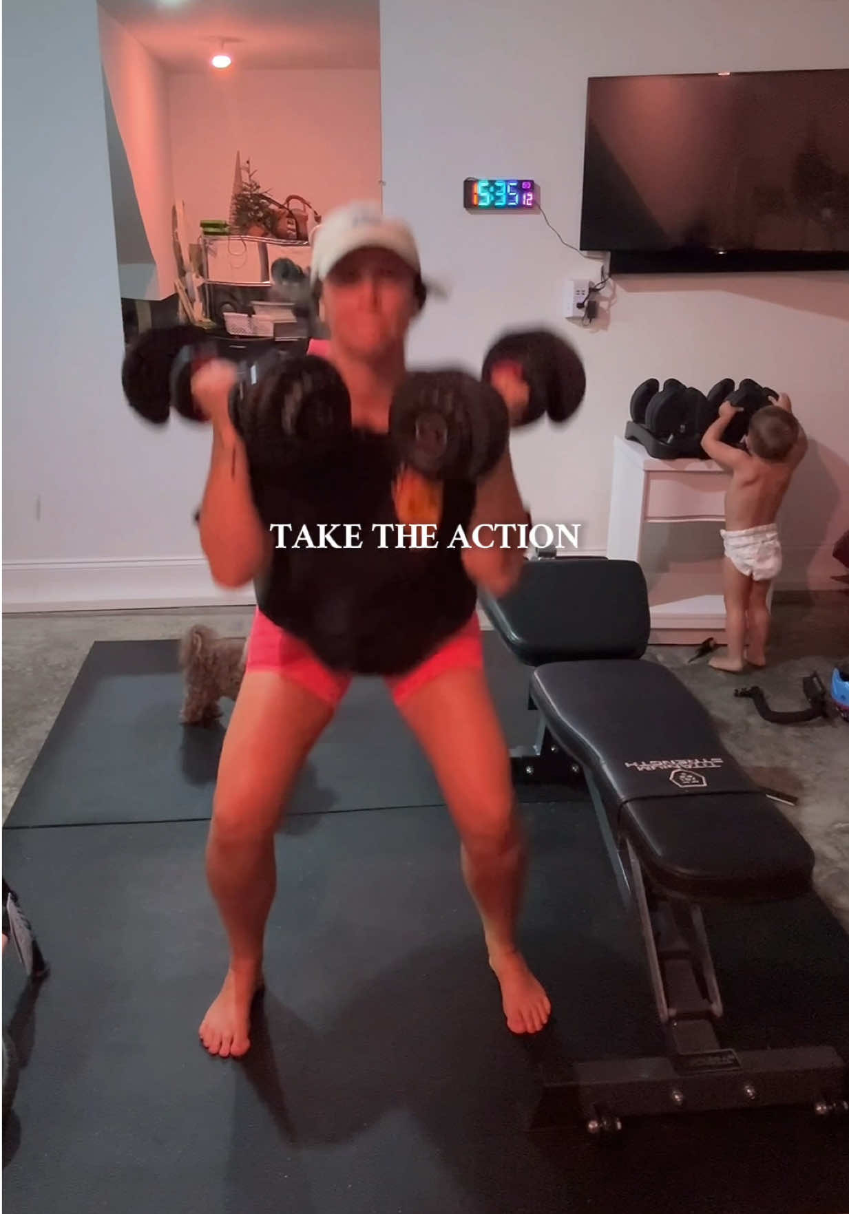 They’re always watching so I keep showing up. No fancy gym. No perfect schedule. Just a garage, some grit, and a promise to myself not to quit. This isn’t just about fitness it’s about becoming the version of me I said I would be. For my health. For my family. For the little eyes learning what commitment looks like. Every rep, every drop of sweat, every early morning it counts. Change doesn’t come from talking about it. It comes from doing it.