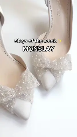 A slay a day keeps the boring away ✨ Which one’s your vibe? #bellabelleshoes #weddingheels #bridalshoes #engaged #heels 