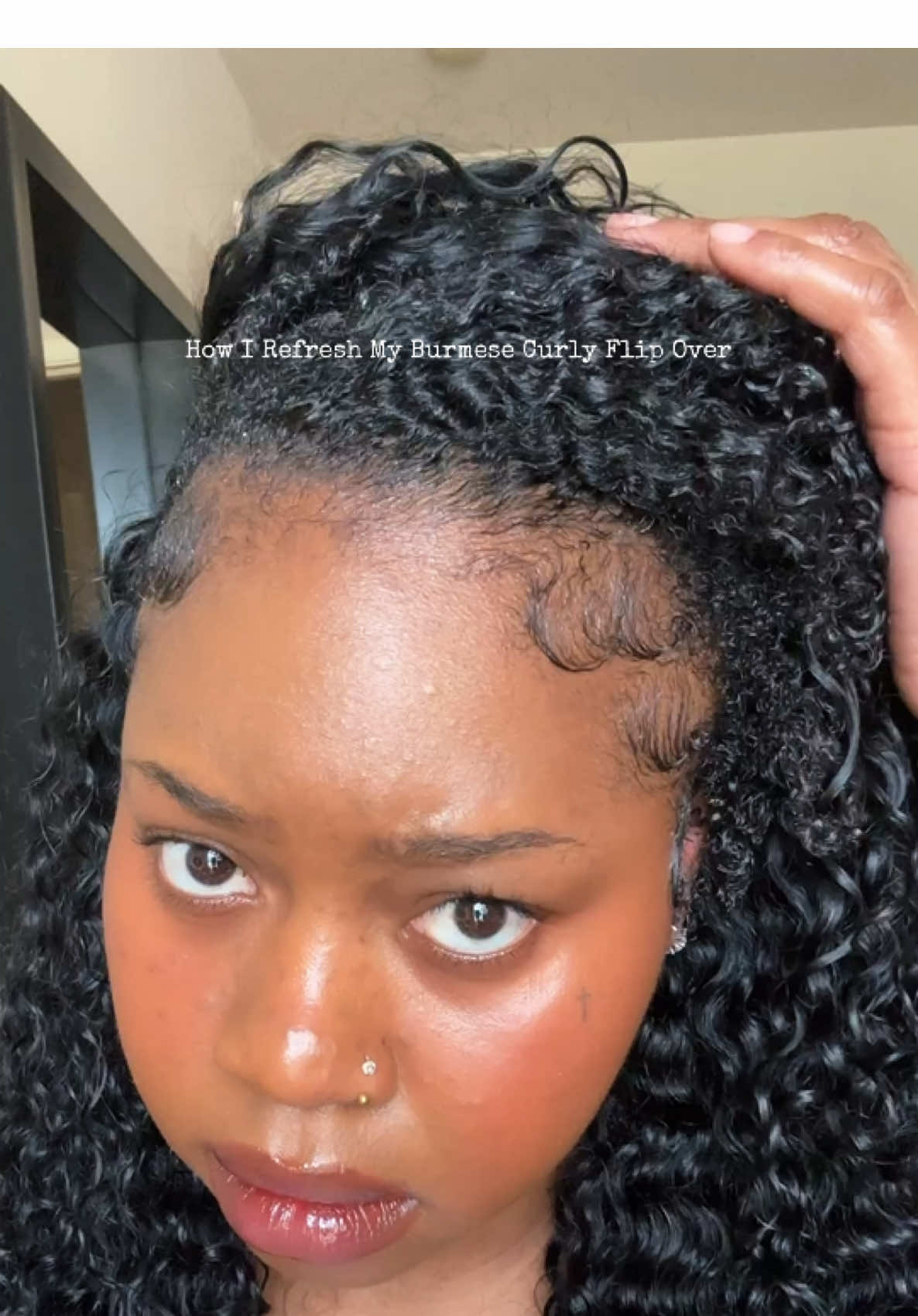 Refresh my curly flip over with me! I washed my hair and bundles after wearing the style for the week. Products shown  @Taliah Waajid apple seed oil Unbrush dupe by Red @Mixed Chicks Hair curl sculptor @TheDouxxxx bananas gel & foam @MICHE Beauty tropical anti frizz & humidity gel Bundles are 3 22” and half 20”  #flipover #curlyhair #type4hair 