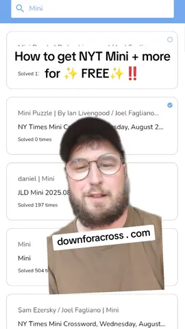 I'm not gatekeeping dldownforacross! 😁 Lots of great crossword puzzle goodness!  You can get the NYT Mini and more for free. Also gives you the ability to solve with a long distance friend! I love this site! #nytmini #nytcrosswordmini #crosswordpuzzles #nytgames #greenscreen 