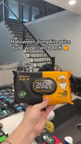 Replying to @wevlstories Halloween dumpkin spice dude wipes are BACK 🎃 #dudewipes #wipes #wetwipes #flushablewipes #dudewipesformen @dudewipes 
