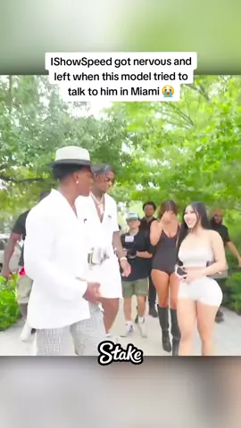 IShowSpeed got nervous and left when this model tried to talk to him in Miami 😭 #ishowspeed #fyp 