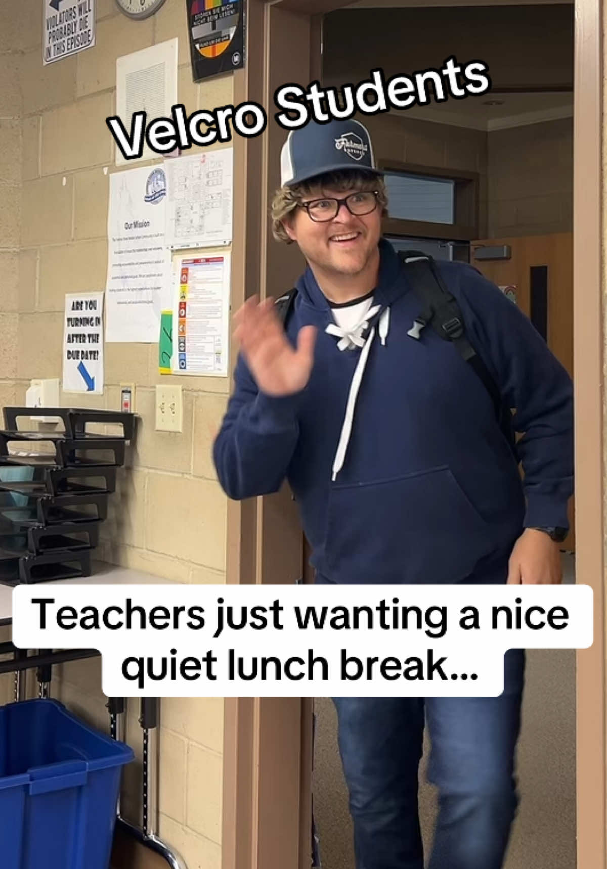 The Velcro is strong with this one! #teacherlife #velcrostudents #lunchtime #teachers 