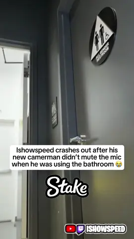 Ishowspeed crashes out after his  new camerman didn’t mute the mic when he was using the bathroom 😭 #ishowspeed #speed #fyp #viral 