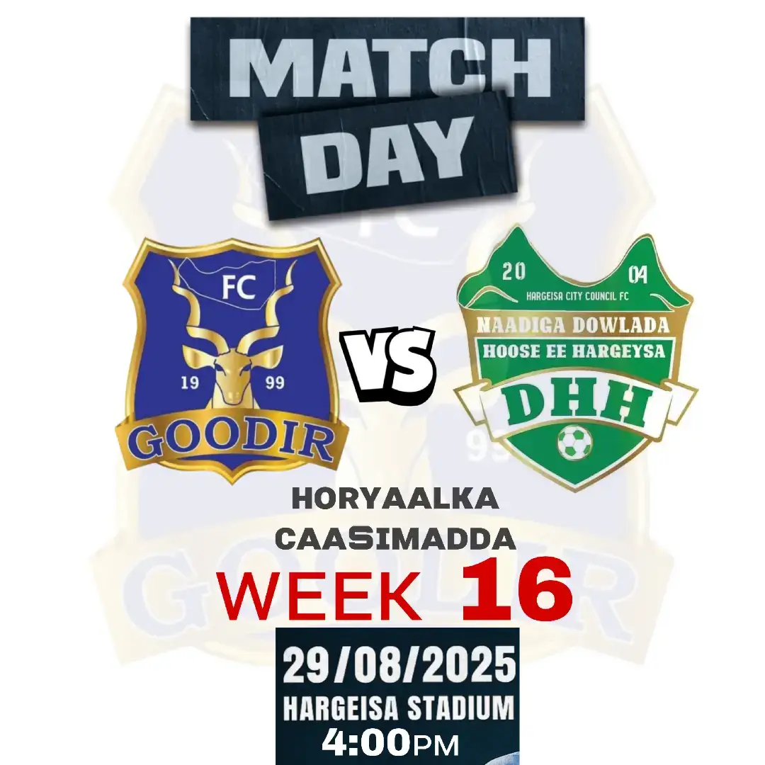 𝗠𝗔𝗧𝗖𝗛 𝗗𝗔𝗬 🎮 Vs DHH 🏆Capital League  🗓️Week 16 🏟️Hargeisa Staduim Saadaashaada Kulankan Hoos Ku Soo Qor.
