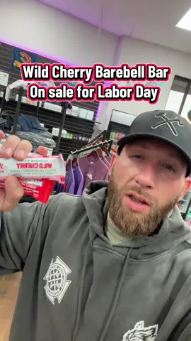 Wild Cherry Barebell Bar On sale for Labor Day #barebellbar #fyp #proteinbar #gym #proteinsnack 
