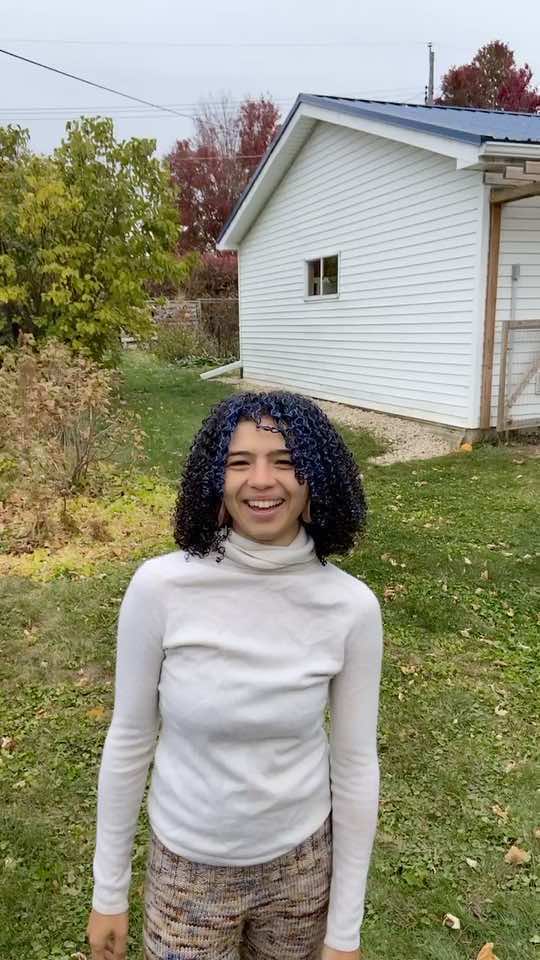 We tried. Handknit pants hat, and shawl 