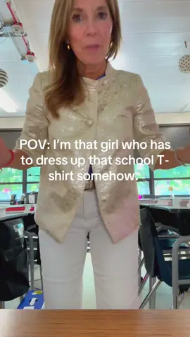 That’s me explaining why I have to wear something over it. It’s like I’m wearing it but not really. Who doesn’t love a vintage @J.Crew piece anyway? Even over spirit wear it works. #jcrew #taylor #shimmer 