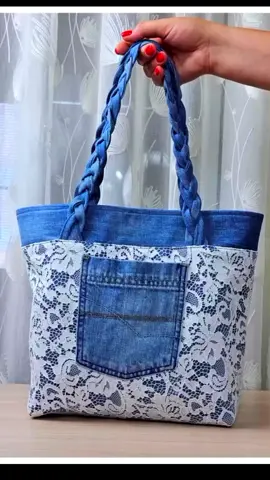👜 DIY Bag Making | Sew a Stylish Jeans 👖 & Lace Bag Easily at Home #sewingtricks #diybag #jeansupcycle #foryou #foryoupage 