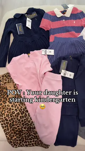 First week of school fits 🥹 I couldn’t wait for this day my baby is starting big girl school 🩷 kindergarten please be nice to my sweet girl #kindergarten #covidbaby #firstdayofschooloutfit #fyp #ralphlauren 