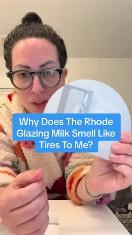 Whyyyyy does the @rhode skin glazing milk smell like tires to me?? It makes me so sad because this is actually an incredible milky toner #rhodeglazingmilk #BeautyTok #skincarereview #beautyover40 
