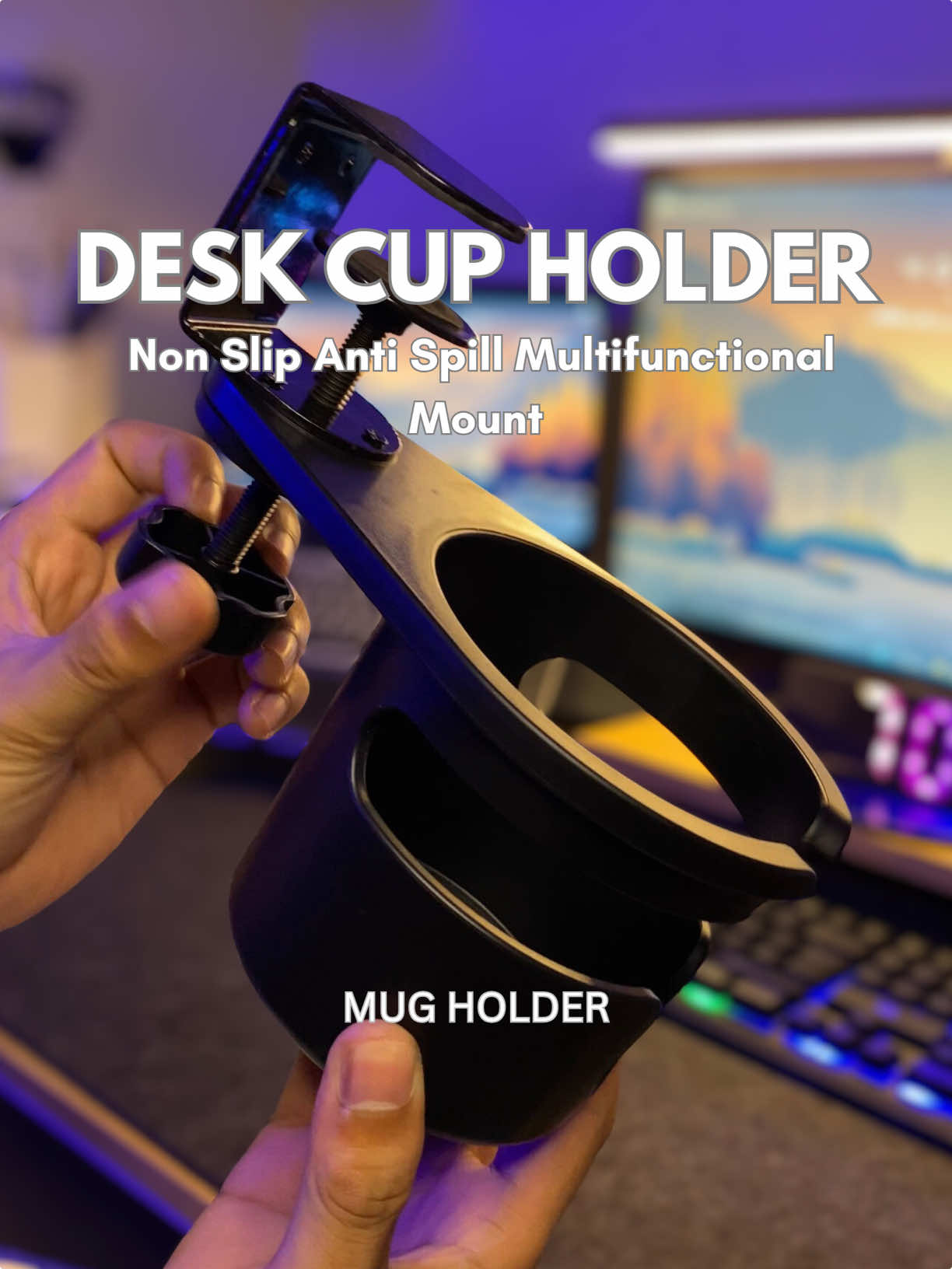 Desk Cup Holder Cup Organizer Non Slip Anti Spill Multifunctional Mount Adjustable Mug Holder 360 Degree Rotating Table Fixed Storage Rack Suitable for Cup Beverages Etc desk cup holder, desk organizer cup, cup holder desk for pc, office desk coffee cup holder, desk top cup holders, #cupholder #deskcupholder #mugholder #cupholderorganizer #desksetup 