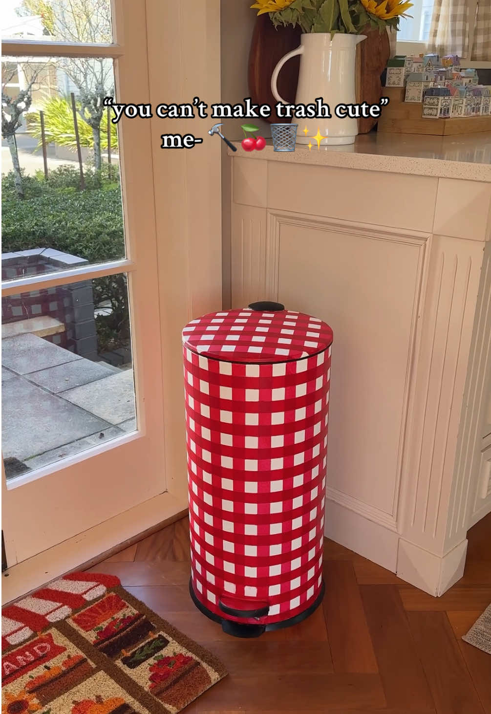 giving my trashcan a makeover- because even trash deserves to look cute! Inspired by @Samantha Klein 🍒🫶 #DIY #painting #homedecor #cozyhome #cottagecore #diyproject 