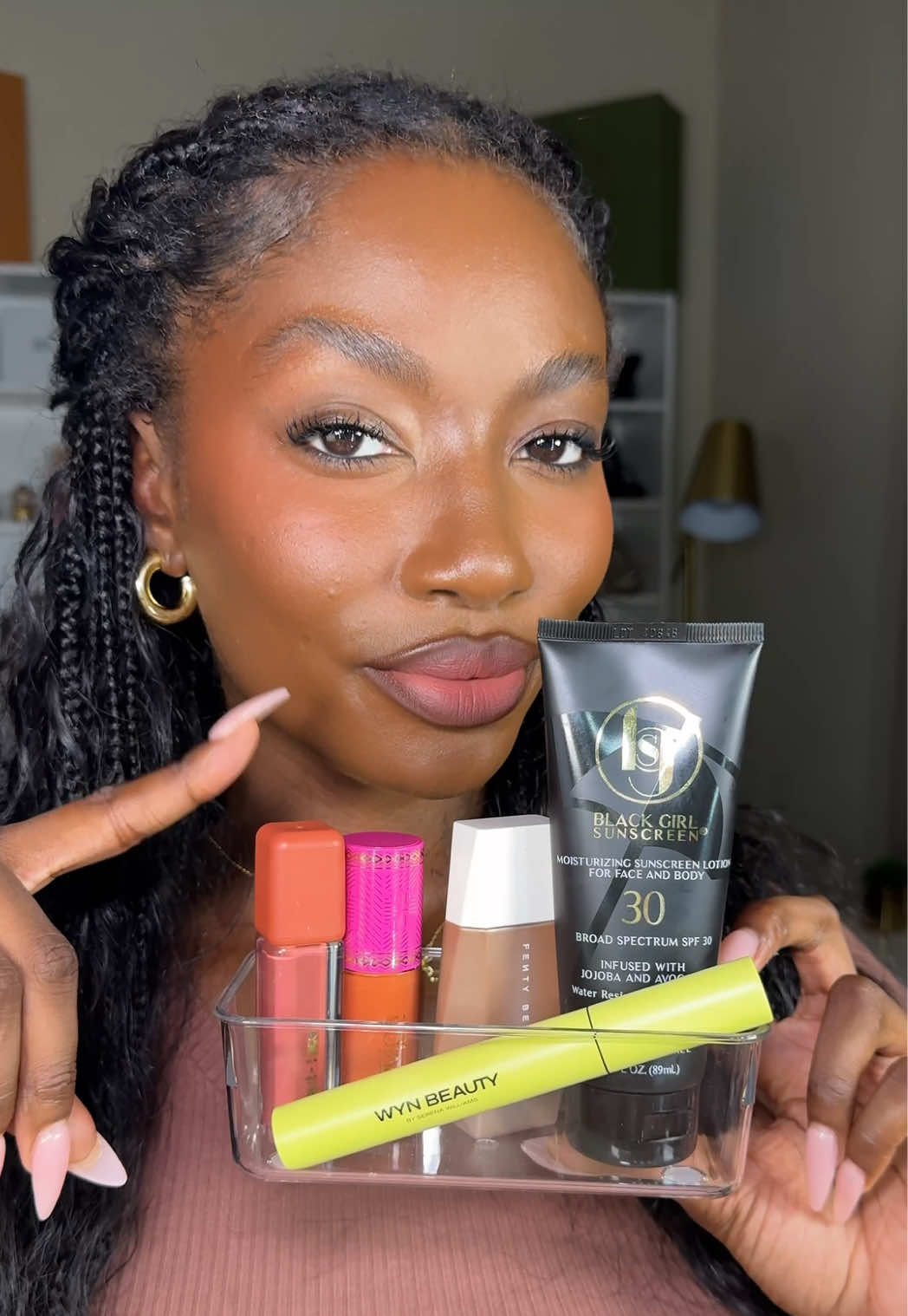 Which #UltaBeauty products are you using rn? Drop a comment below.  🤍 @Black Girl Sunscreen Moisturizing Sunscreen Lotion SPF 30 🤍 @Fenty Beauty Eaze Drop Lightweight Blurring Skin Tint 🤍 @Juvia’s Place Blushed Liquid Blush 🤍 @WYN BEAUTY Big Vision Lengthening & Defining Tubing Mascara 🤍 @about-face beauty Blurred Matte Lip Plump #UltaBeauty #ultahaul #melaninmakeup #deeperskintones  🎥: @Kayla B | Beauty Creator✨ 
