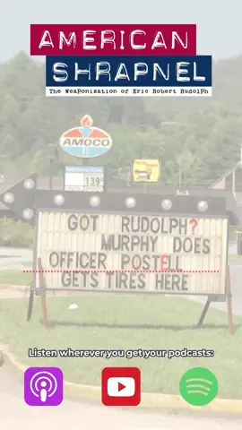 On May 31, 2003, 5 years 4 months and 2 days after Eric Robert Rudolph blew up the New Woman All Women clinic in Birmingham and disappeared into the North Carolina mountains, a 21-year-old rookie cop named Jeff Postell turned off the lights in his police cruiser and pulled around the corner of the Save-A-Lot grocery store in Murphy, North Carolina. He did what a lot of seasoned cops hadn’t done over the years. He followed procedure to a T, varying his routine and arriving at an unexpected time. He saw a man running away from a trash bin behind the grocery store. He ordered him to stop. The great survivalist Eric Rudolph had been caught by a rookie cop while dumpster diving. This is that story. Listen at the link in our bio.