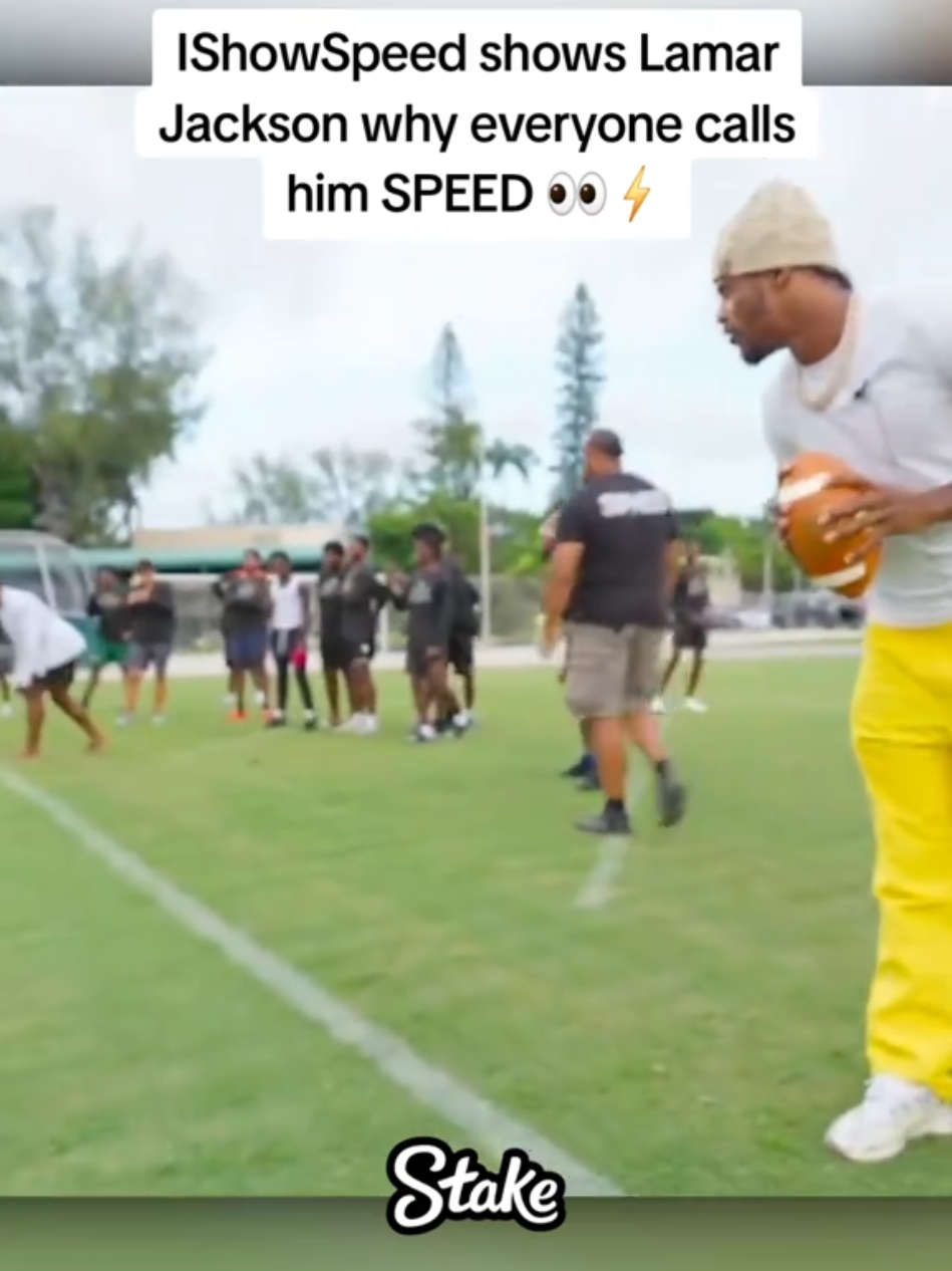 IShowSpeed shows Lamar Jackson why everyone calls him SPEED 👀⚡️ #ishowspeed #lamarjackson 