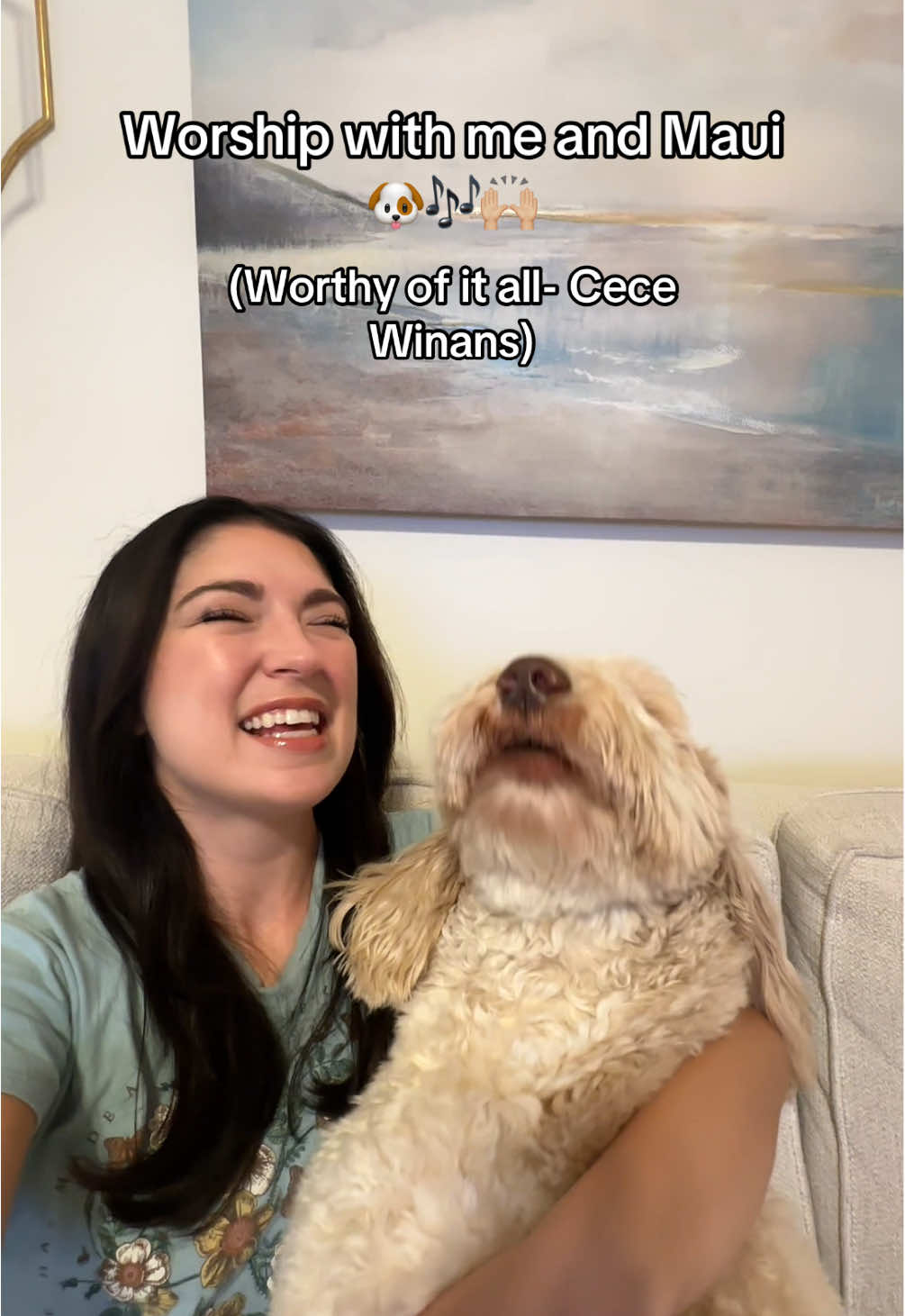 This song has been on my heart this week. No matter what you are going through, good or bad, Jesus still deserves your worship. He is worthy of it all. 🙌🏼🩵 #worshipmusic #worshipsong #christiantiktok #dogsoftiktok #singingdog #fyp 