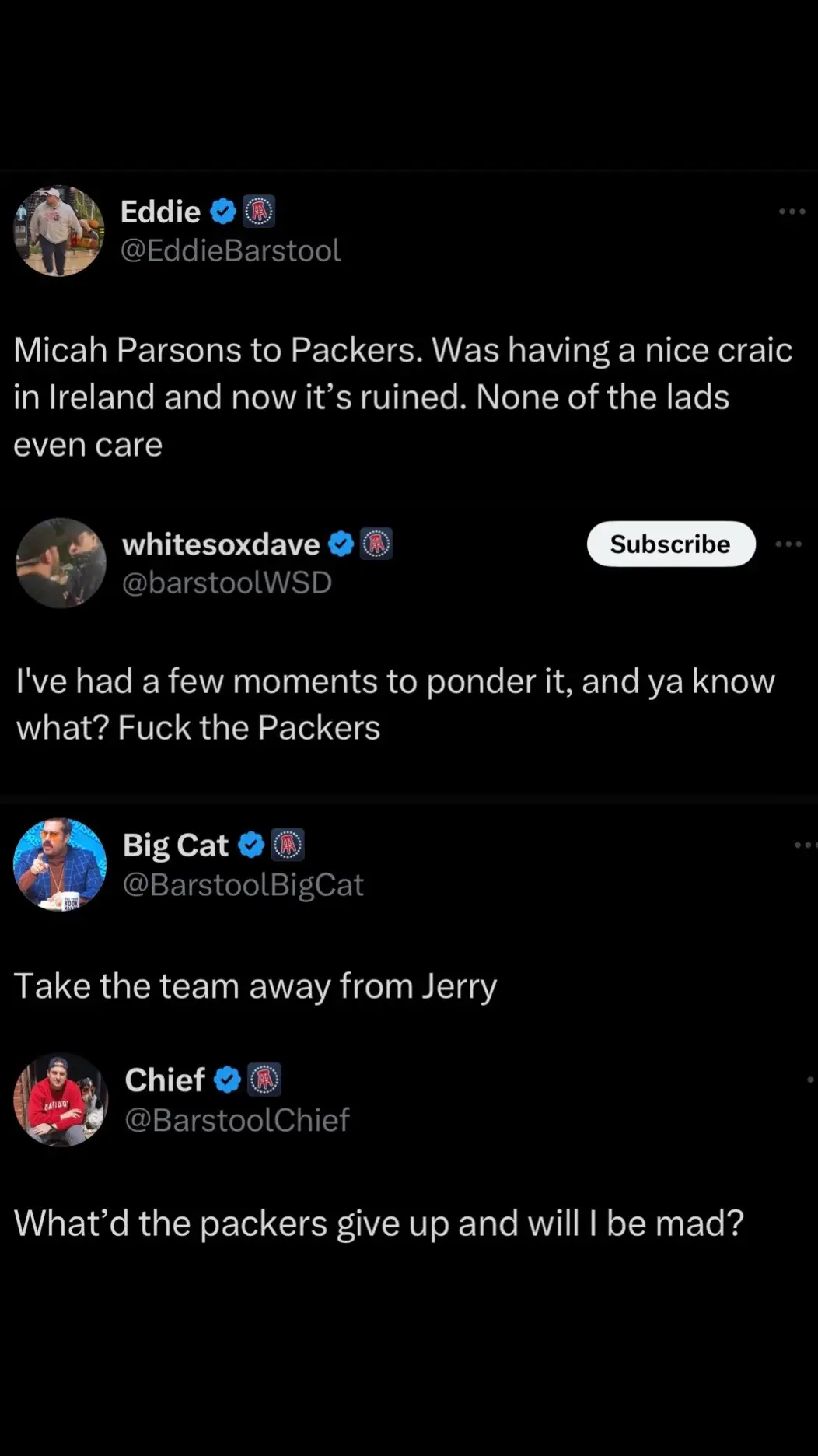 The crew reacts to the Micah Parsons news. 