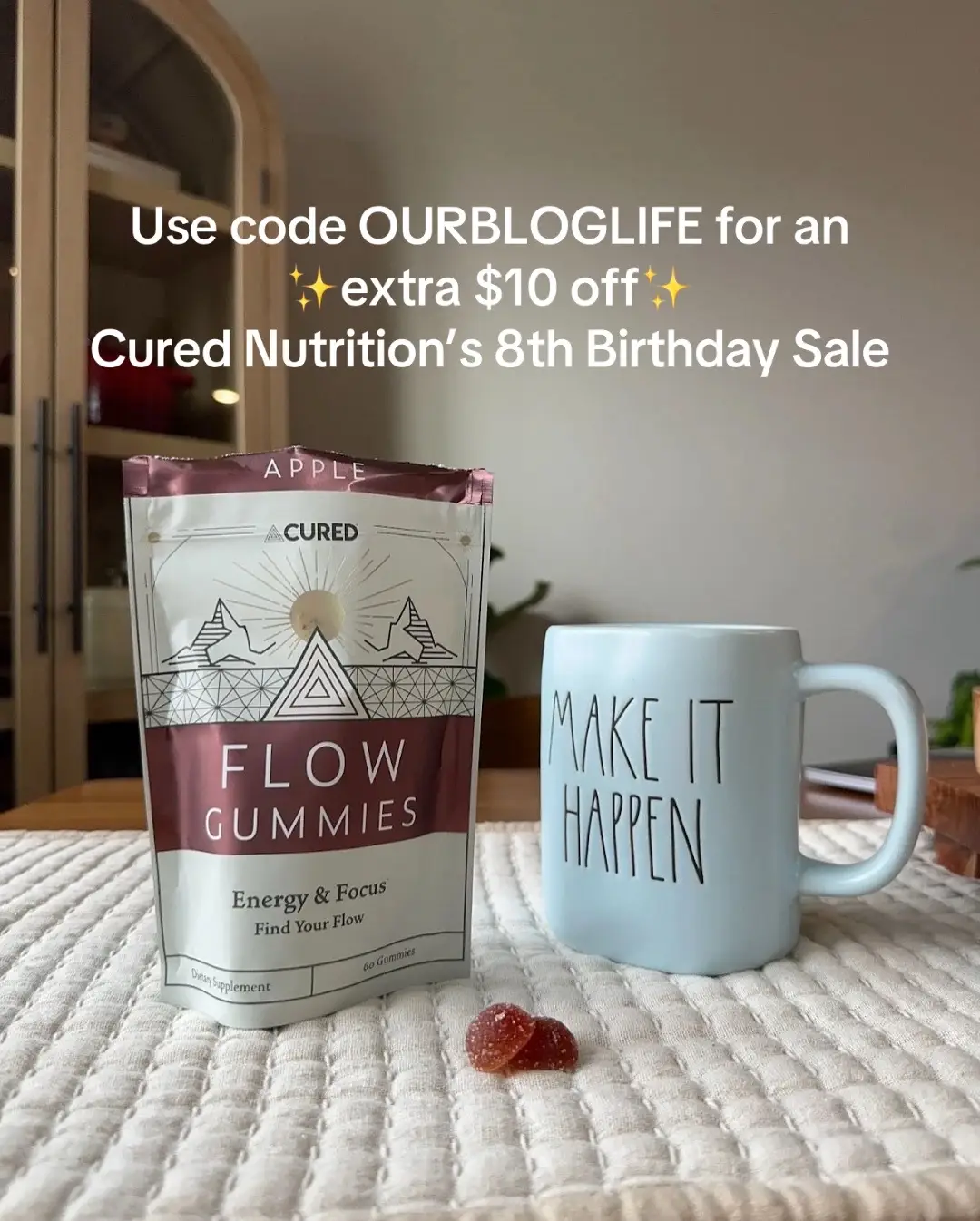 Realizing my most efficient days include my Flow Gummies... #realtalk adding these to my day has been a game changer! I take one in the mid morning and one in the late afternoon (or evening if I'm pulling an all nighter)! I love the balanced focus and energy it adds to my experience each day!  Knowing that I can more easily manage stress, find my place of focused zen faster, and have a cognitive boost that builds over time is an immediate yes for me. I've been thinking of changing up my stack a little lately, but I know for sure these will stay on deck if I do!  Right now Cured Nutrition is having their 8th Birthday Sale (ICYMI) and you can score some major deals - the biggest savings being on their bundles!  Remember to stack my code OURBLOGLIFE for an EXTRA $10 off your order(s) bestie!  BEST BIRTHDAY SALE DEALS:  - Best Seller Bundle (Serenity + Night Caps) → $88 OFF - Harmony Bundle (Flow + Serenity) → $42 OFF ... and of course more products are on sale too!! #CNpartner #curednutrition @curednutrition   