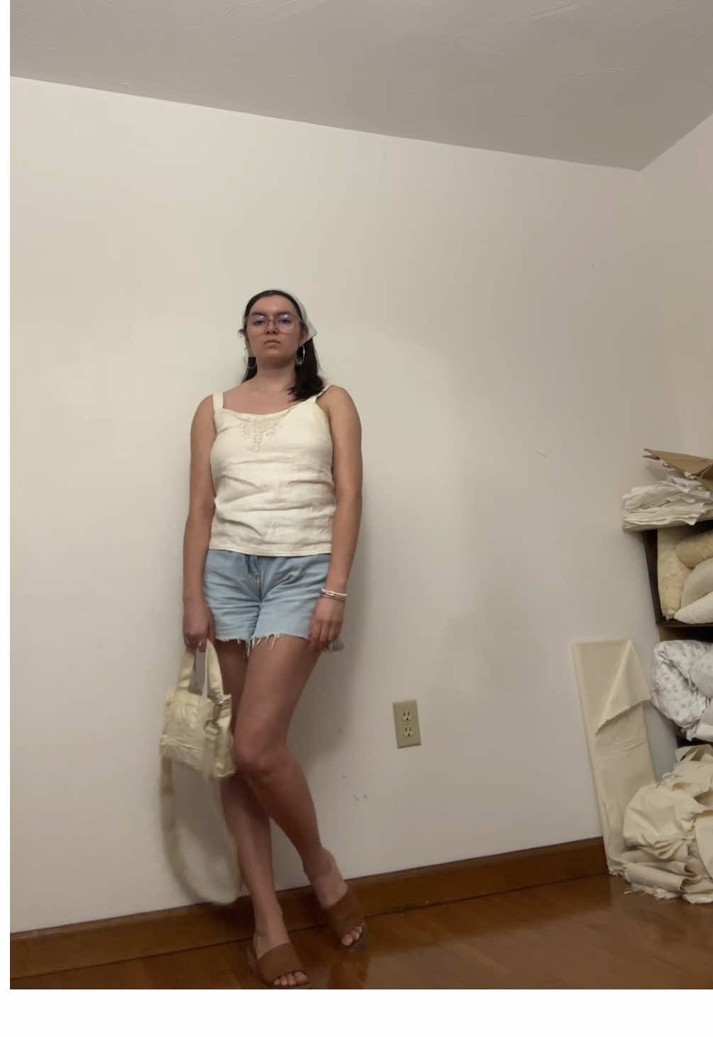 these are my I was sewing for 12 hours and needed to alleviate some eye strain glasses @Sam Edelman #linen #thrifted #taylorswift #samedelman 