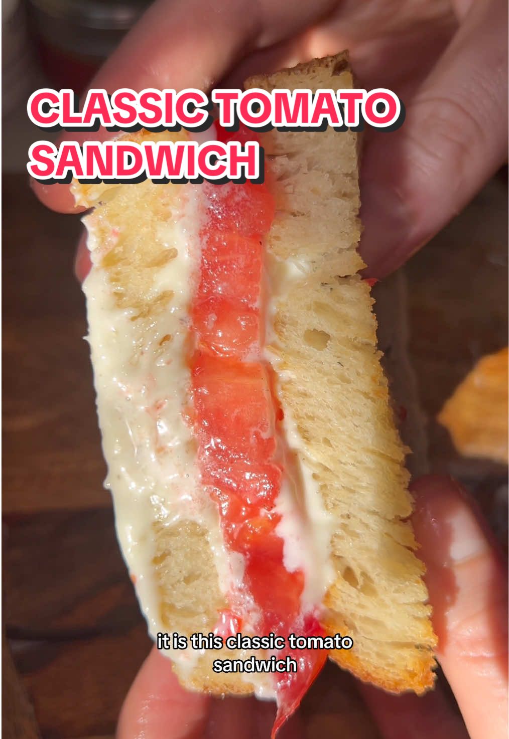 How do YOU make a tomato sandwich? 🍅 I’d never had a classic tomato sandwich until now, and I honestly don’t know what took me so long. Like most of the best things, the magic is in the simplicity: a perfectly ripe tomato, your favorite mayo, and a slice of lightly toasted bread. It’s perfect. Here’s how I make it: 🍅 Lightly toast your bread (I used sourdough). For a little extra flavor, rub a garlic clove over the toast while it’s still warm. 🍅 Slice your tomatoes into thicker slices, then pat them dry. Season both sides generously with salt and pepper. 🍅 Dress up your mayo if you’d like — I mixed in salt, pepper, lemon juice, and a touch of grated garlic — but plain mayo works beautifully too. 🍅 Spread a good layer of mayo on your bread, top with those gorgeous tomatoes, and enjoy immediately. #tomato #tomatosandwich #mayo #southern #sourdough  