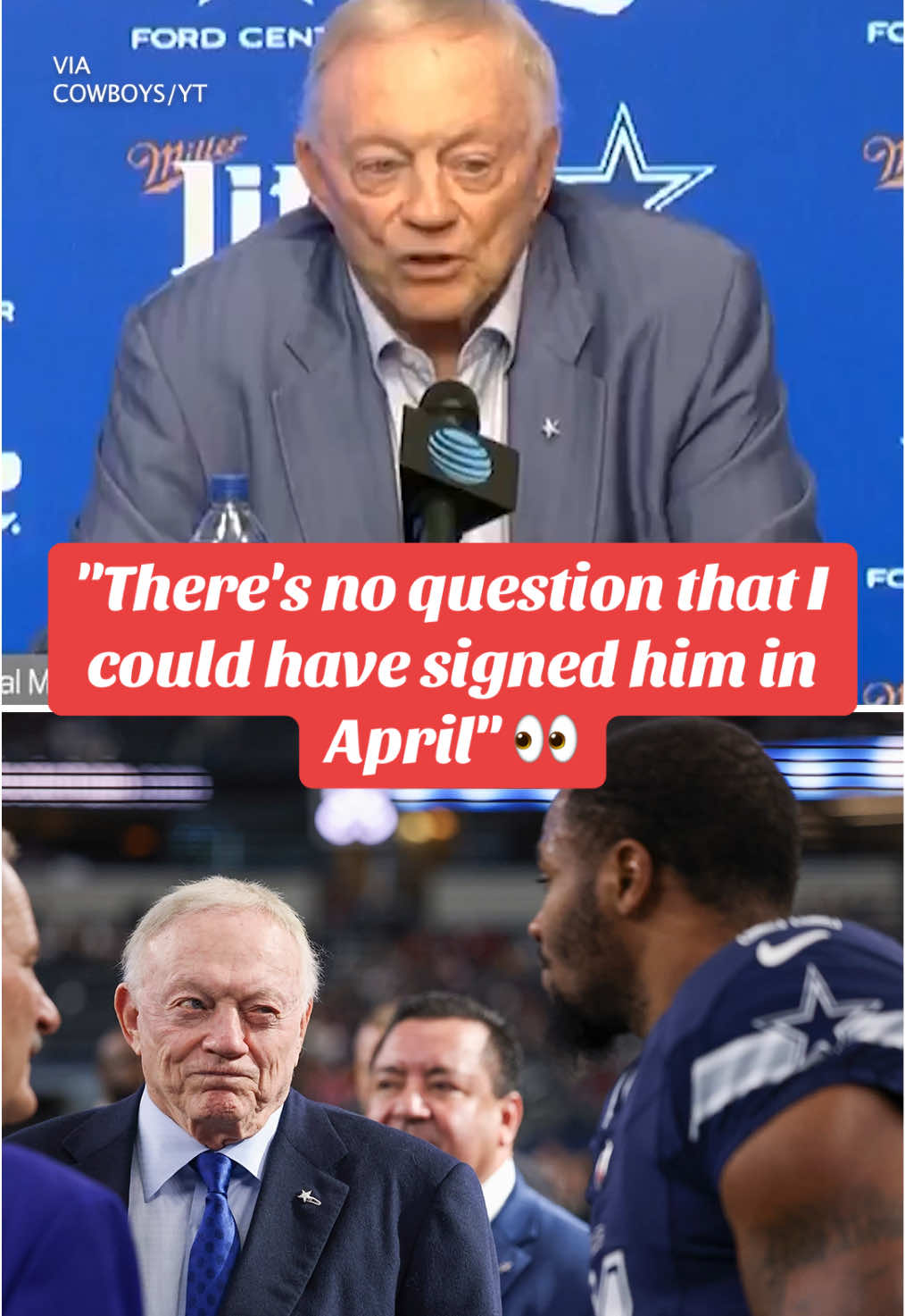 Jerry Jones on negotiations with Micah Parsons. (via @Dallas Cowboys) #nfl #cowboys #dallas #jerryjones #micahparsons 