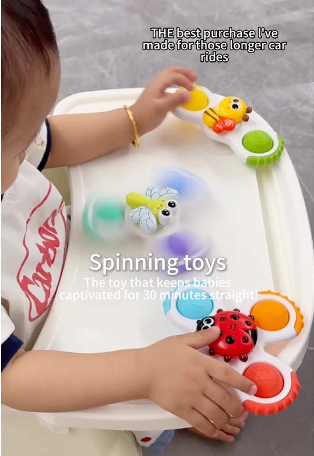 Your baby’s first’personal trainer’!🤣🐝🐞#baby#car#toy#windowfyp#spinningtoy #MomsofTikTok #fypシ #funny #TikTokShopLaborDaySale 