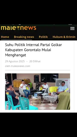 maleonews.com,Gorontalo – Dinamika politik internal Partai Golkar Kabupaten Gorontalo mulai menghangat menjelang Musyawarah Daerah (Musda) pemilihan Ketua DPD II Partai Golkar yang dijadwalkan berlangsung tahun ini, usai pelantikan pengurus DPD I Partai Golkar Provinsi Gorontalo. Pada Rabu (28/8/2025), sejumlah pimpinan kecamatan Partai Golkar menggelar pertemuan di kediaman Ketua DPRD Kabupaten Gorontalo, Zulfikar Usira, di Desa Tinelo, Kecamatan Telaga Biru. Pertemuan tersebut membahas persiapan menghadapi Musda. Dalam forum itu, Zulfikar menyatakan kesiapannya maju sebagai calon Ketua DPD II Partai Golkar Kabupaten Gorontalo. Meski demikian, ia menegaskan bahwa kontestasi internal partai tidak boleh menimbulkan perpecahan. “Setiap kader memiliki hak yang sama untuk berjuang membesarkan partai. Musda sebaiknya dijalankan dengan semangat musyawarah dan mufakat, bukan konflik internal,” ujarnya. Zulfikar juga menambahkan, meski siap mencalonkan diri, ia tetap menghormati Hendra Hemeto yang saat ini masih menjabat Ketua DPD II. Menurutnya, apabila Hendra kembali mendapat kesempatan untuk mencalonkan diri atau memperoleh diskresi dari DPP, dirinya siap memberikan dukungan penuh. Seluruh kader yang hadir dalam pertemuan itu pun menyatakan komitmennya untuk tetap solid dalam menyukseskan Musda mendatang. #fyp #gorontalo #partaigolkar #musda #kabgorontalo 