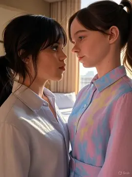 Jenna Ortega x Emma Myers lesbian kissing 2 #AI #AIart #AIvideo #yuri #lesbian 