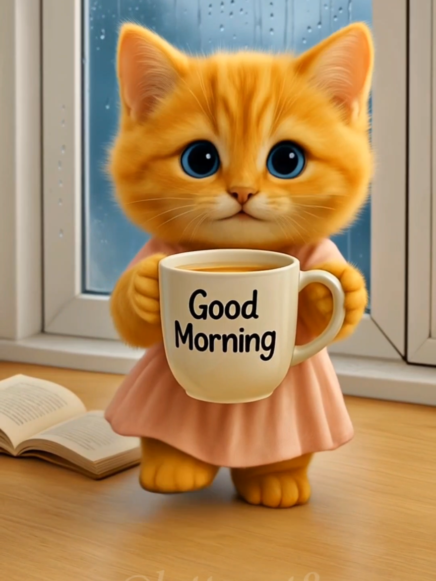 Best company on rainy days: coffee with Lattecat.#cathealing #goodmorning #lattecat#lattecat #Catbrewingcoffee 