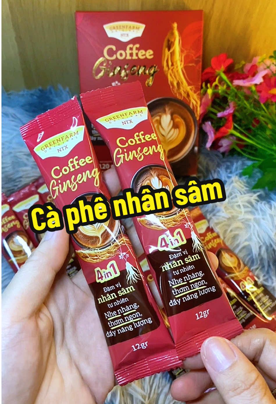 Cà phê Sâm 1 hộp 10 gói, mỗi gói 12g, uống mỗi ngày hỗ trợ tinh thần minh mẫn, làm việc năng suất hơn, kết hợp nhân sâm Hàn Quốc hậu ngọt rất dễ uống #cafesam #cafeginseng #caphenguyenchat #metinaday #coffee 