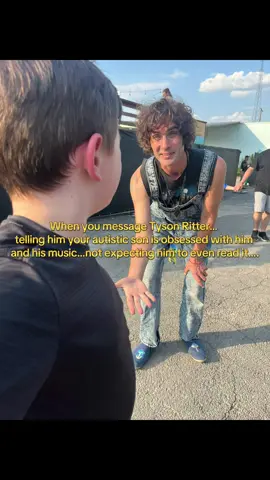 I reached out to @@The All-American Rejects (Tyson Ritter) about my autistic nonverbal son LOVING him and his music. He paid for a hotel and we got VIP bands! He came and checked on my son and interacted on him many times. My faith in humanity is restored. What an amazing experience and human being. Also thank you to Jordyn for being so sweet and accommodating to Bens needs!#theallamericanrejects #tysonritter #tyson #popupshow #dallas 
