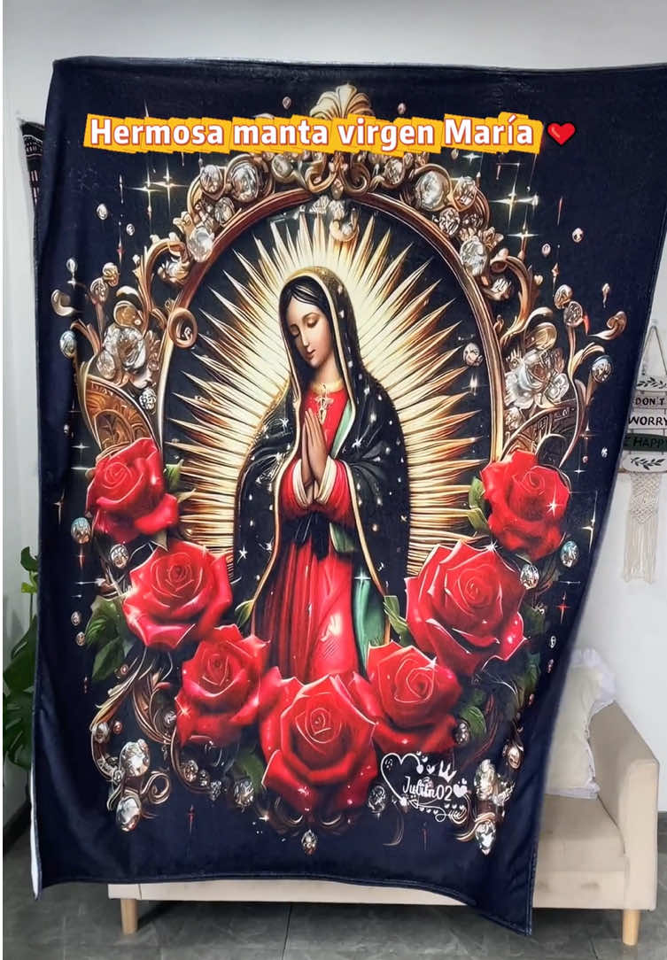 Virgin Mary printed Blanket.morenita cuídame #godlovesyou #nativityofmary #blanket #mexican#soft 