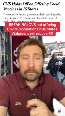 8/28 9:45pm edt: CVS not offering Covid vaccinations in 16 states. Walgreens will require RX — #cvs #covid #vaccine #breakingnews #cdc 
