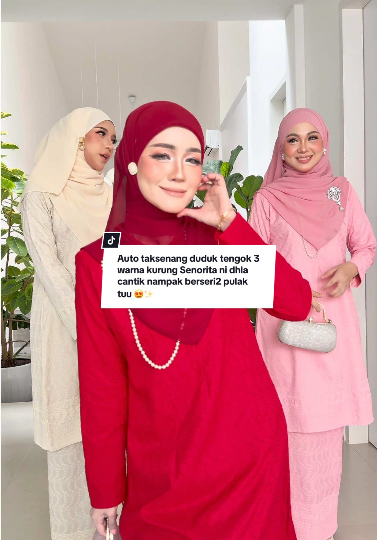 Auto taksenang duduk tengok 3 warna kurung Senorita ni dhla cantik nampak berseri2 pulak tuu 😍✨ Kalau nak jom masuk live launching esok jam 9pagi tau ‼️ #nfhboutiquegallery #kurung #kurungcantik #bajuwanita #tiktokshop 