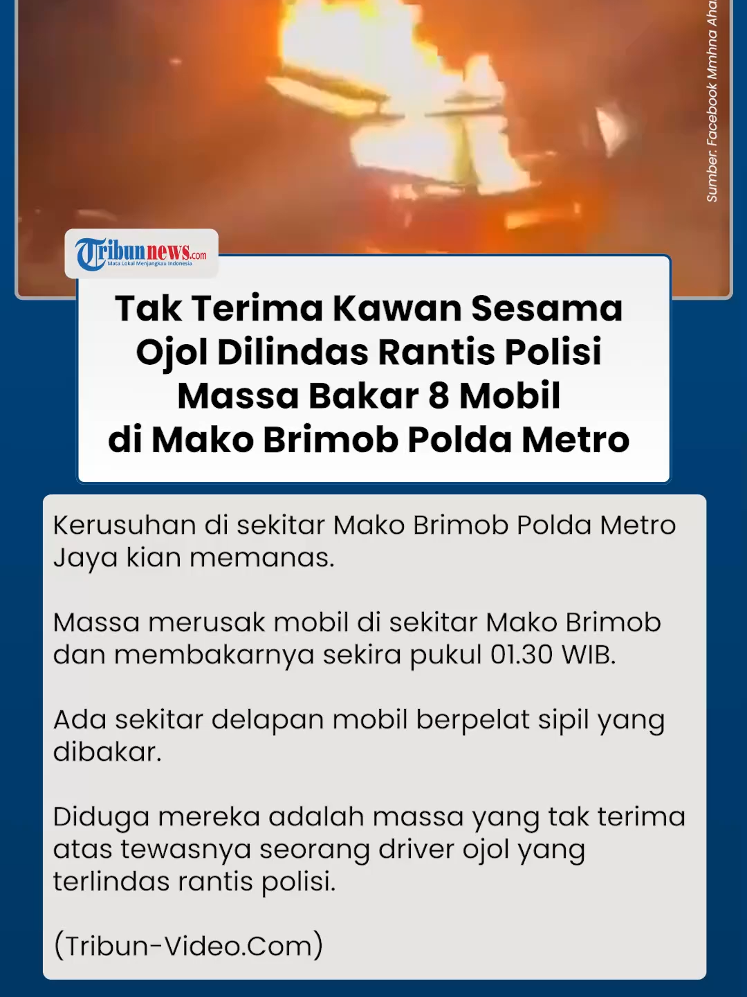 8 Mobil Polisi Dibakar Massa Imbas Driver Ojol Dilindas Mobil Rantis, Situasi Mako Brimob Mencekam #makobrimob #mobilpolisi #driverojol #dilindasmobilrantis #beritaviraltiktok