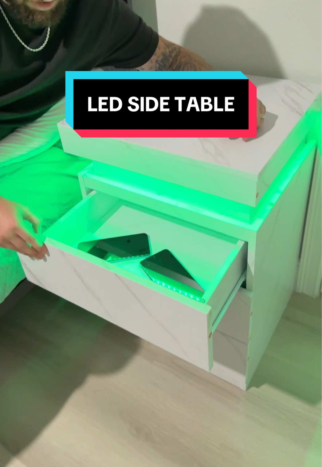 #sidetable #bedroomfurniture #ledlights #lightupfurniture 