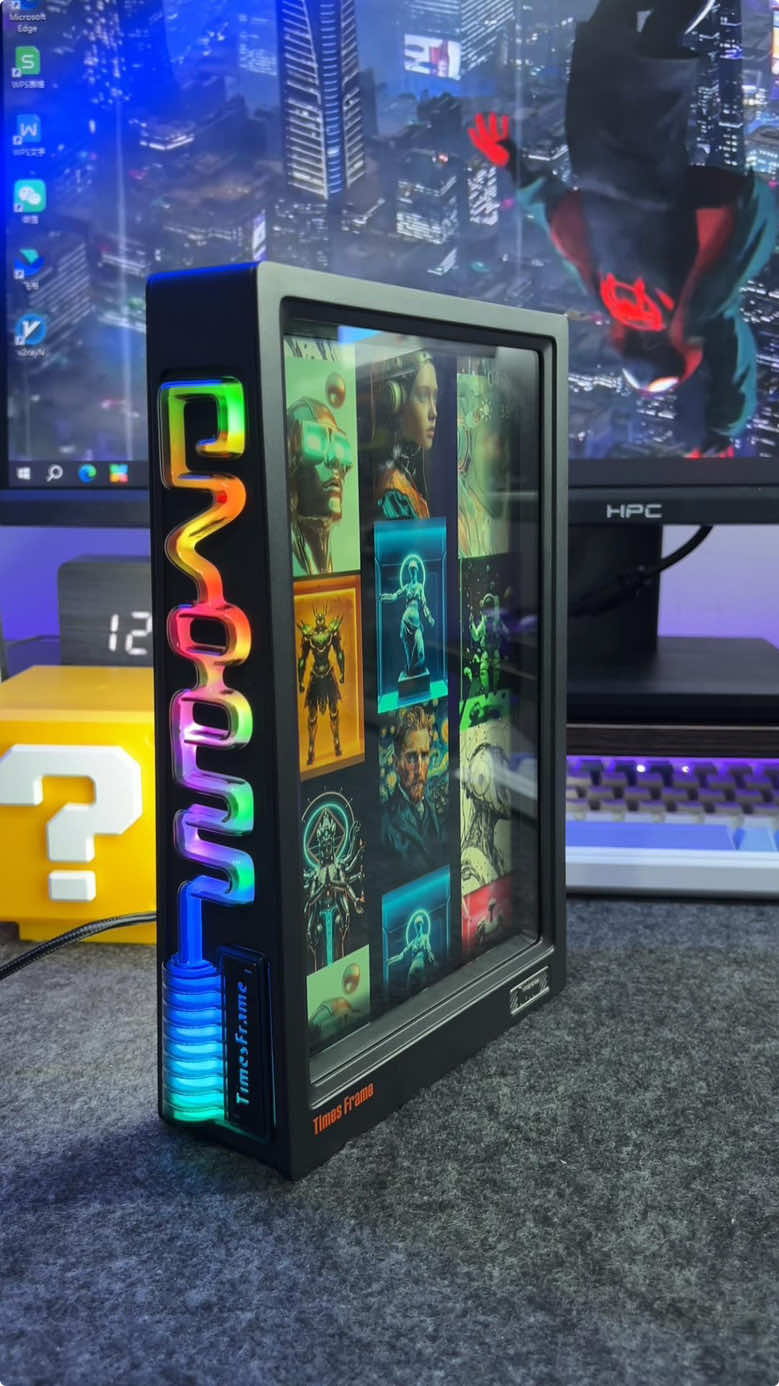 okay… this is officially the coolest thing on my desk😲 @Divoom thank you so much! #divoom #timesframe #divoomdigitalframe #desksetup #techgadgets 
