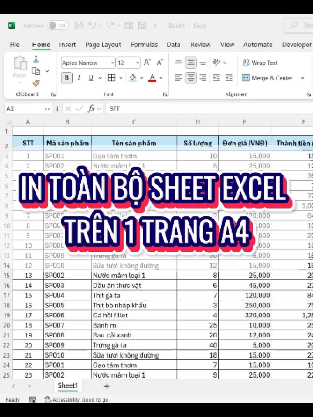 Cách in toàn bộ Sheet Excel trên 1 trang A4 #xuhuong #trending #meliasoft #excel